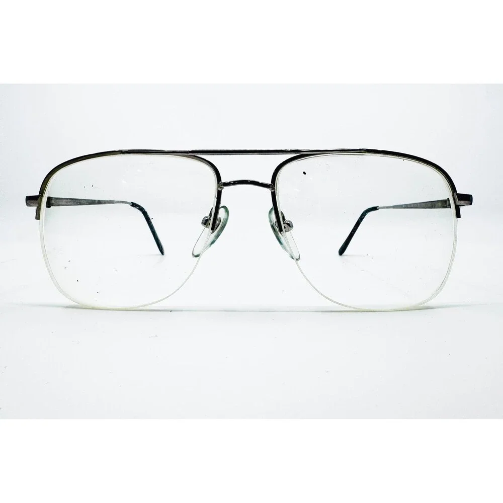 Odell Eyeglasses Mens Black Aviator Half Rim Metal Frame 140 39545